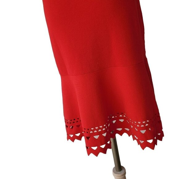 Ann Taylor Petites Knit Sheath Dress Hemline Cutouts Timeless Womens PS Red - Picture 2 of 9